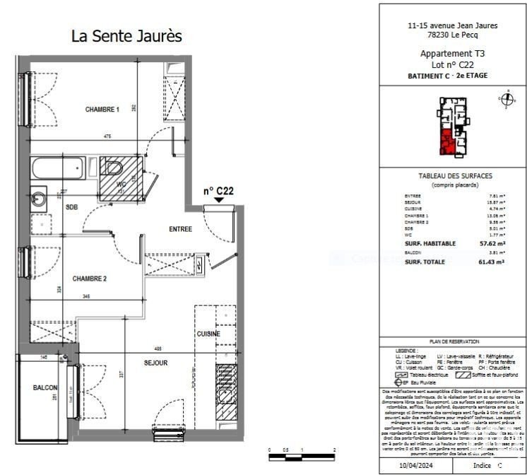 Vente Appartement 58m² 3 Pièces à Le Pecq (78230) - Iad France