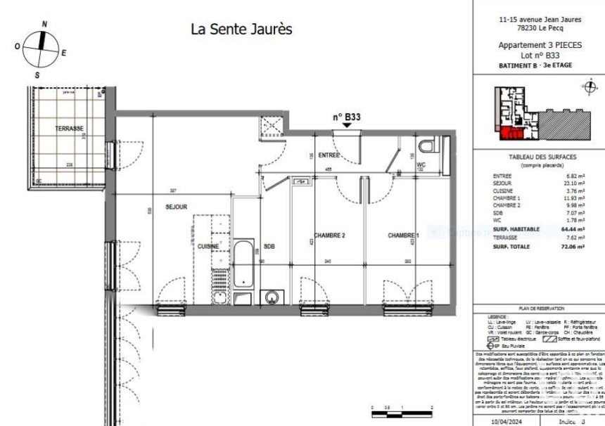 Vente Appartement 64m² 3 Pièces à Le Pecq (78230) - Iad France