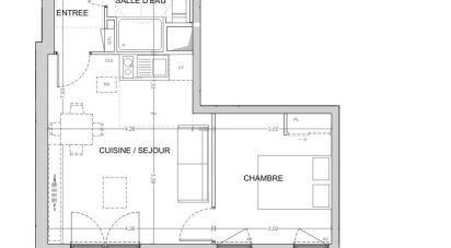 Appartement 2 pièces de 39 m² à Cergy (95000)