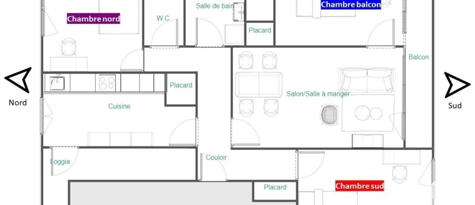 Apartment 4 rooms of 70 m² in Pau (64000)