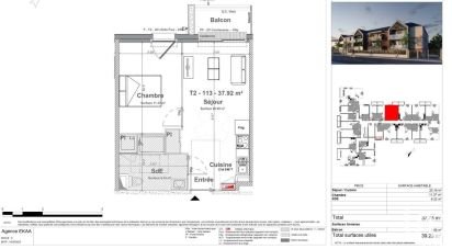 Appartement 2 pièces de 38 m² à Saint-Jean-le-Blanc (45650)