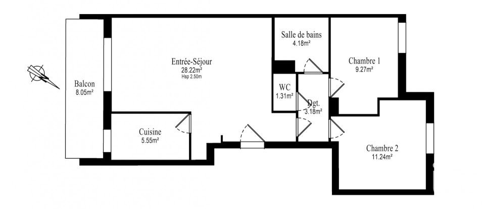 Apartment 3 rooms of 63 m² in Asnières-sur-Seine (92600)